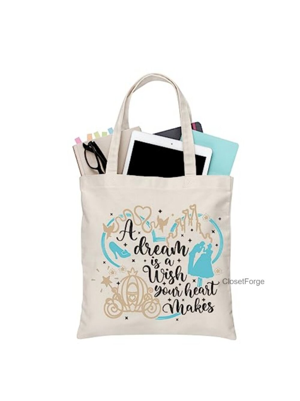 Fairy Tales Canvas Tote Bag - Waterproof Reusable Shoulder Bag